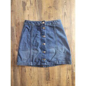 H&M Divided Women's Size 2 Mini Button Up Dark Wash Jean Skirt